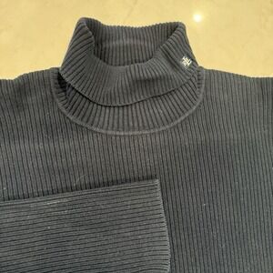 Lauren Ralph Lauren 100% Cotton Ribbed Sweater Turtleneck, 3x,‎ Navy